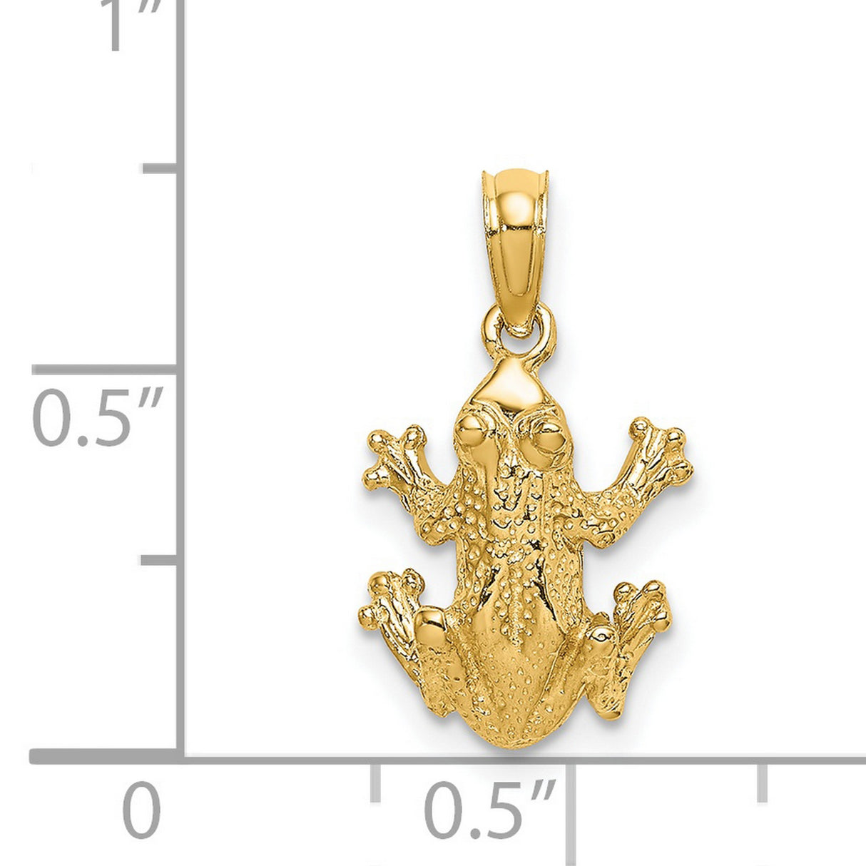 14k Yellow Gold Frog Pendant, Detailed Animal Charm Symbolizing Transformation and Luck