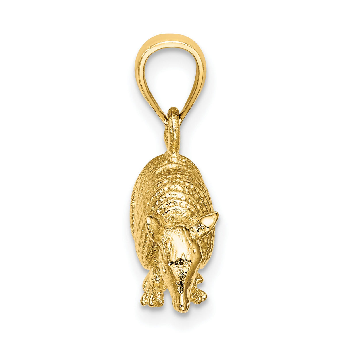 14k Yellow Gold Armadillo Pendant, Realistic Textured Animal Jewelry, Southwestern Wildlife Design