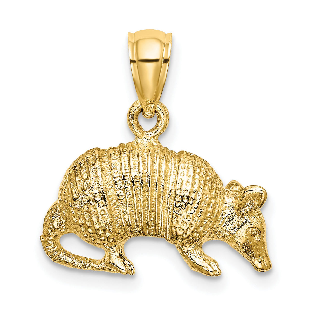 14k Yellow Gold Armadillo Pendant, Realistic Textured Animal Jewelry, Southwestern Wildlife Design