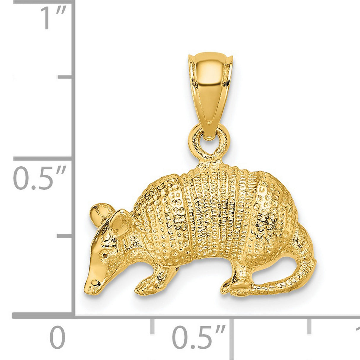 14k Yellow Gold Armadillo Pendant, Realistic Textured Animal Jewelry, Southwestern Wildlife Design
