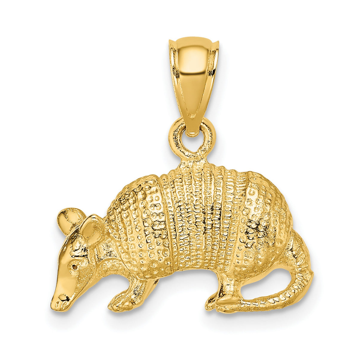 14k Yellow Gold Armadillo Pendant, Realistic Textured Animal Jewelry, Southwestern Wildlife Design
