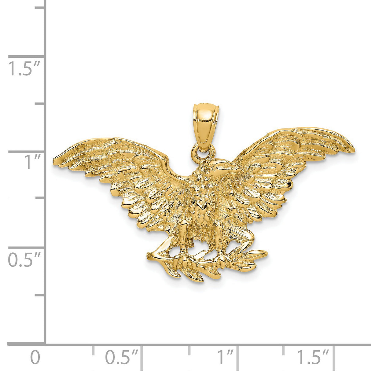 14k Yellow Gold Eagle Pendant with Spread Wings and Olive Branches, Patriotic Military Design