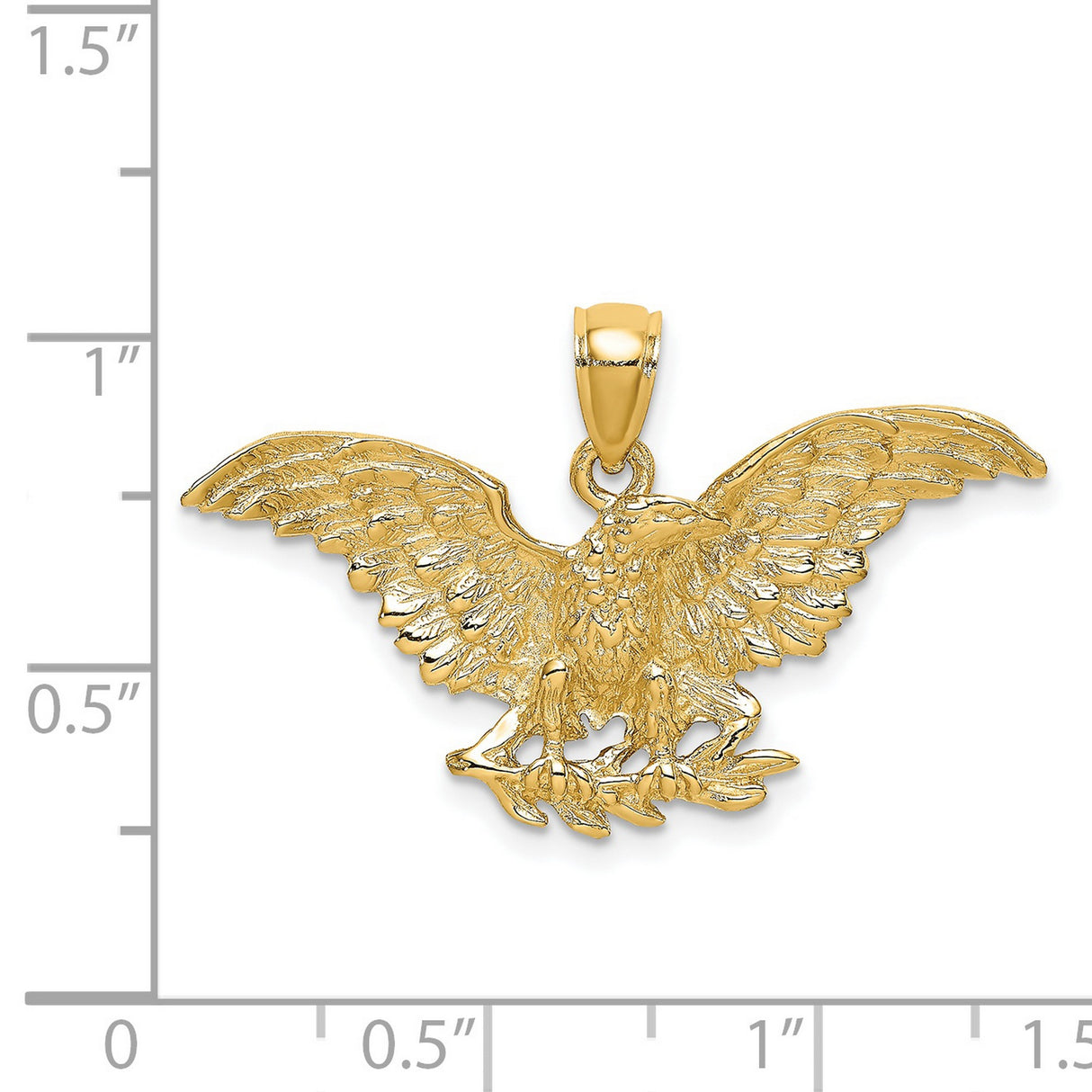 14k Yellow Gold Eagle Pendant with Outstretched Wings and Talons, Patriotic Symbol for Men