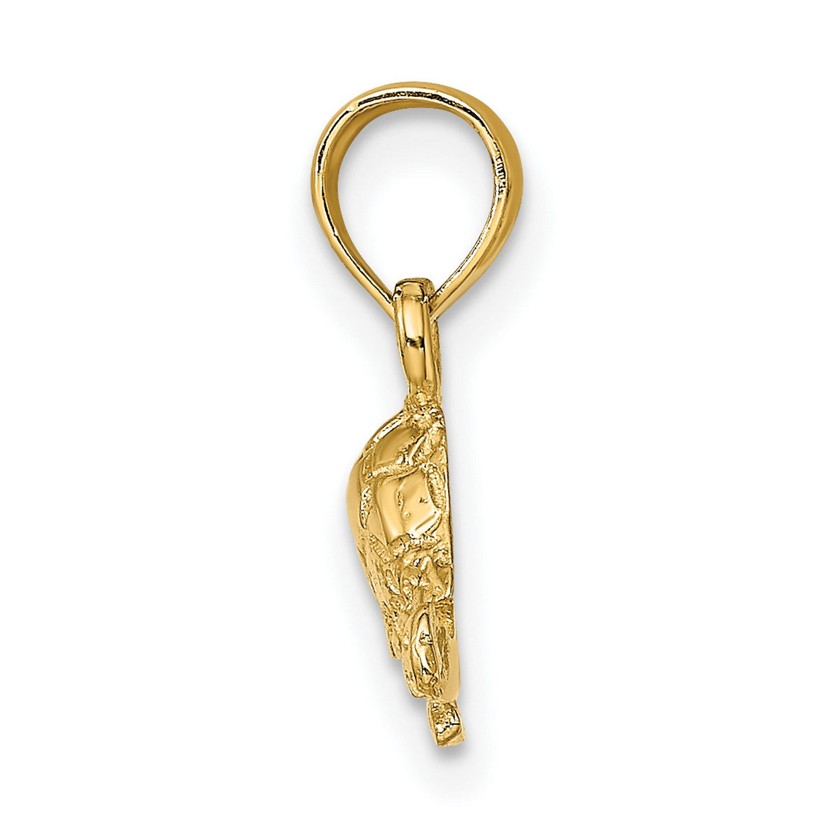 14k Yellow Gold Turtle Pendant with Detailed Shell and Limbs, Nature Charm for Protection and Longevity