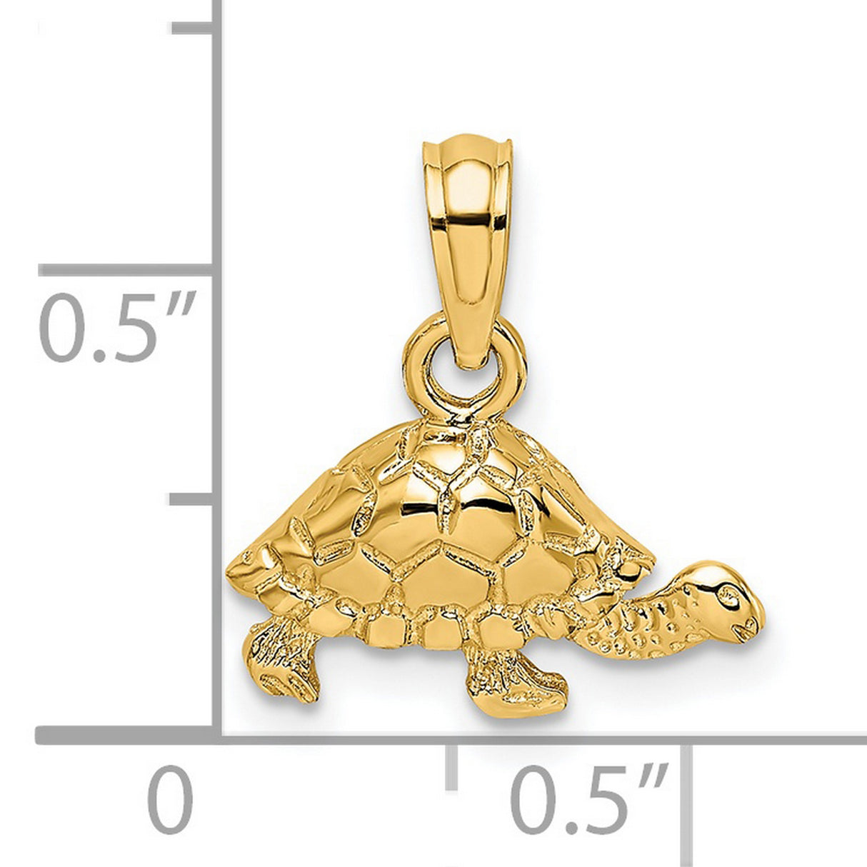 14k Yellow Gold Turtle Pendant with Detailed Shell and Limbs, Nature Charm for Protection and Longevity