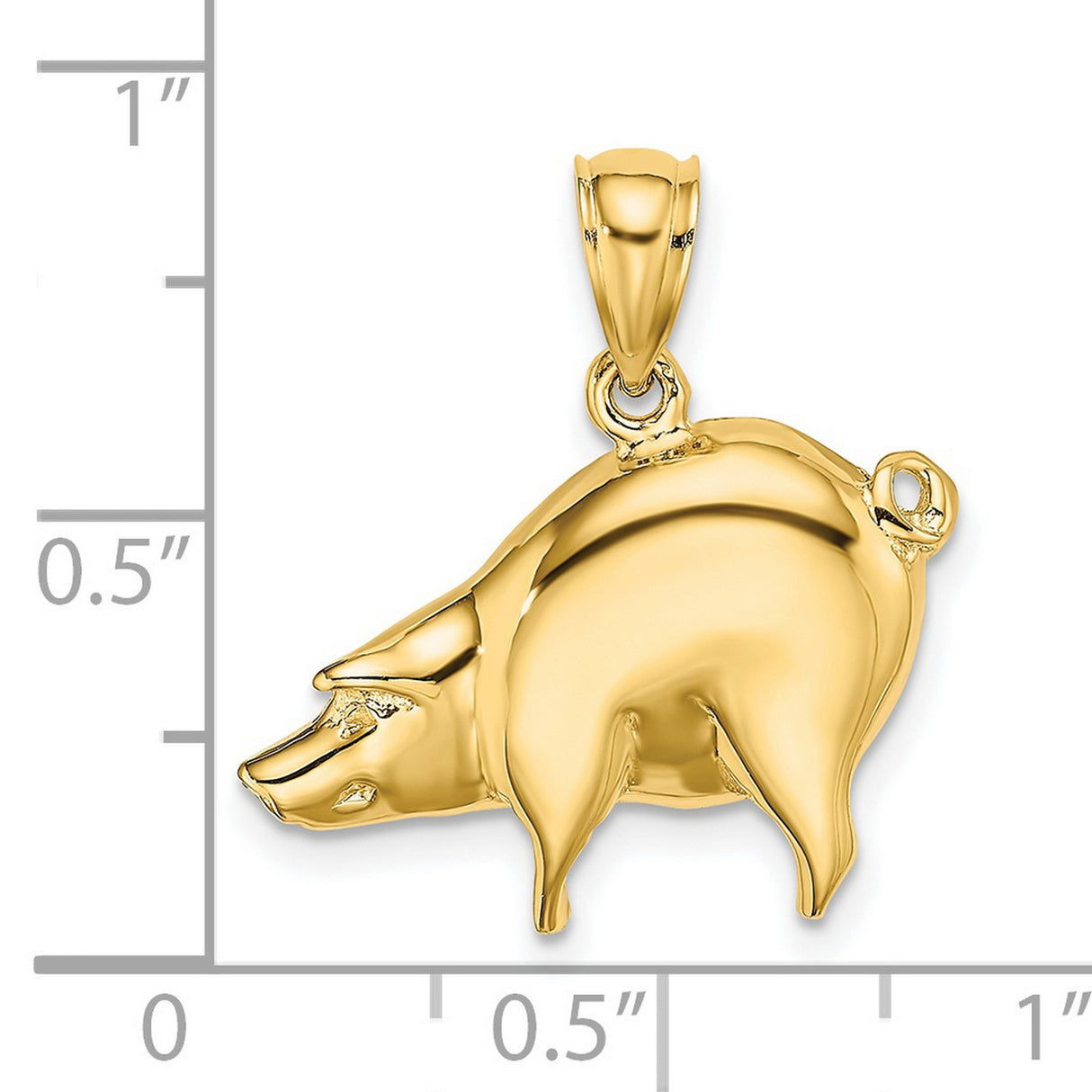 14k Yellow Gold Pig Pendant, Detailed Animal Charm, Chinese Zodiac Prosperity Symbol