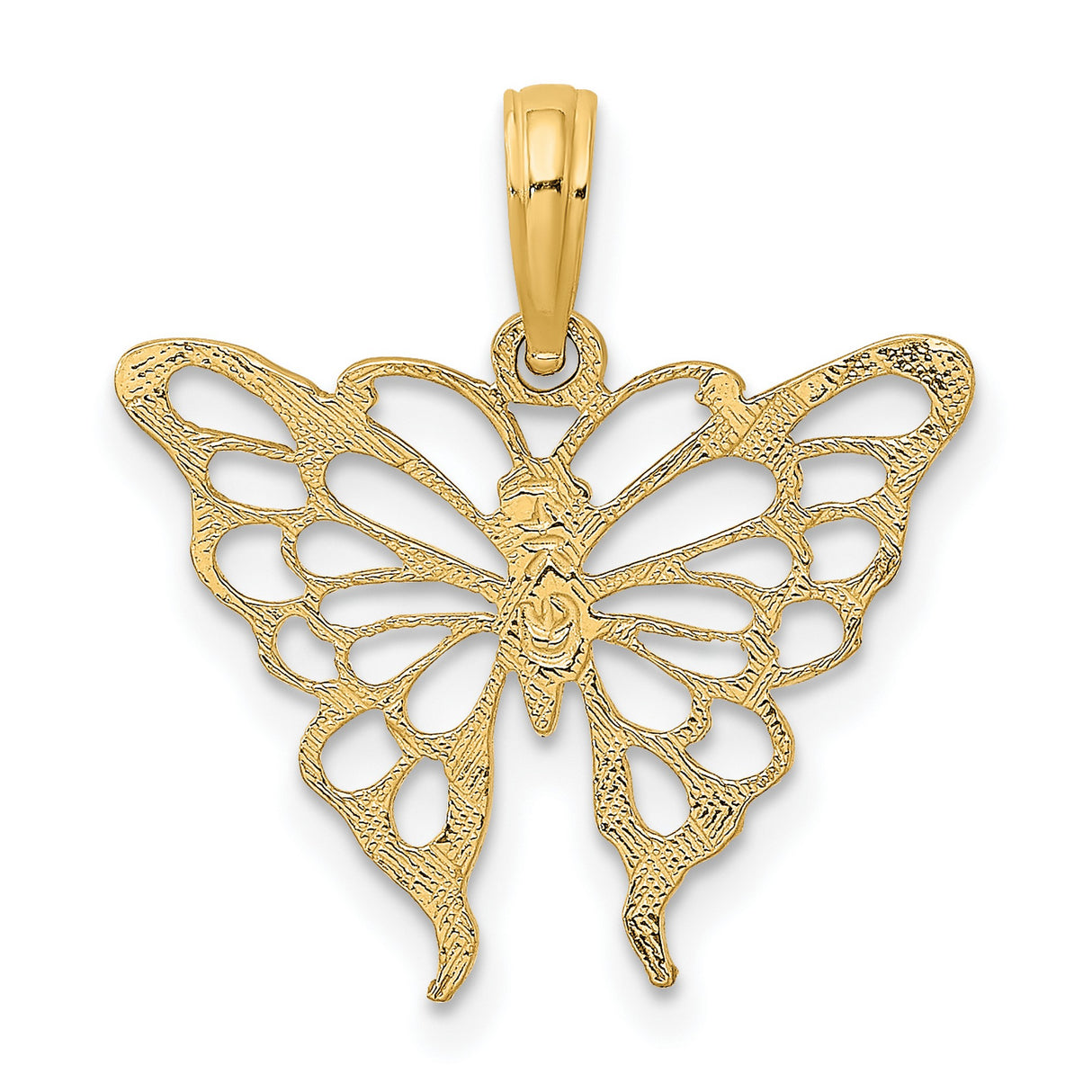 14k Yellow Gold Butterfly Pendant with Openwork Design, Nature-Inspired Jewelry for Women