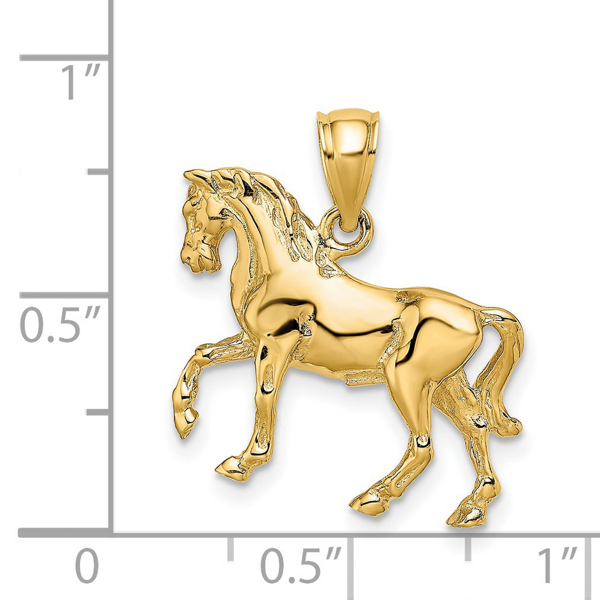 14k Yellow Gold Horse Pendant, Prancing Horse Charm Symbolizing Strength and Freedom