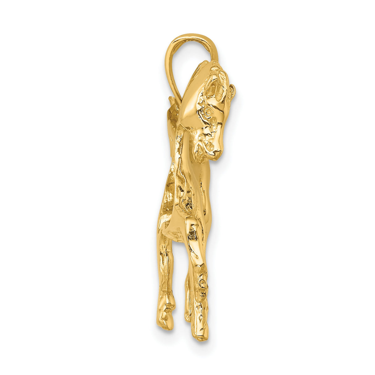 14k Yellow Gold Horse Pendant, Galloping Animal Design, Nature-Inspired Jewelry for Women or Unisex Wear