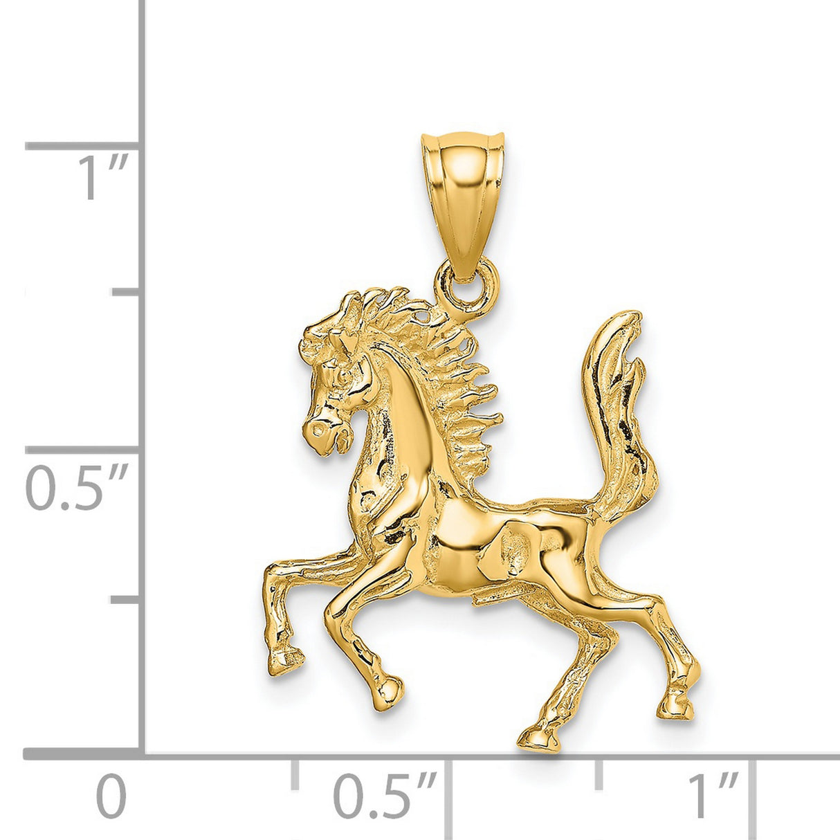 14k Yellow Gold Horse Pendant with Prancing Stallion Design, Equestrian Style Jewelry