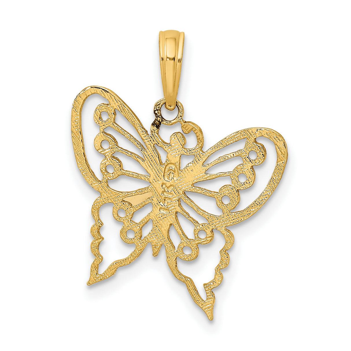 14k Yellow Gold Butterfly Pendant, Delicate Openwork Nature-Inspired Design for Women