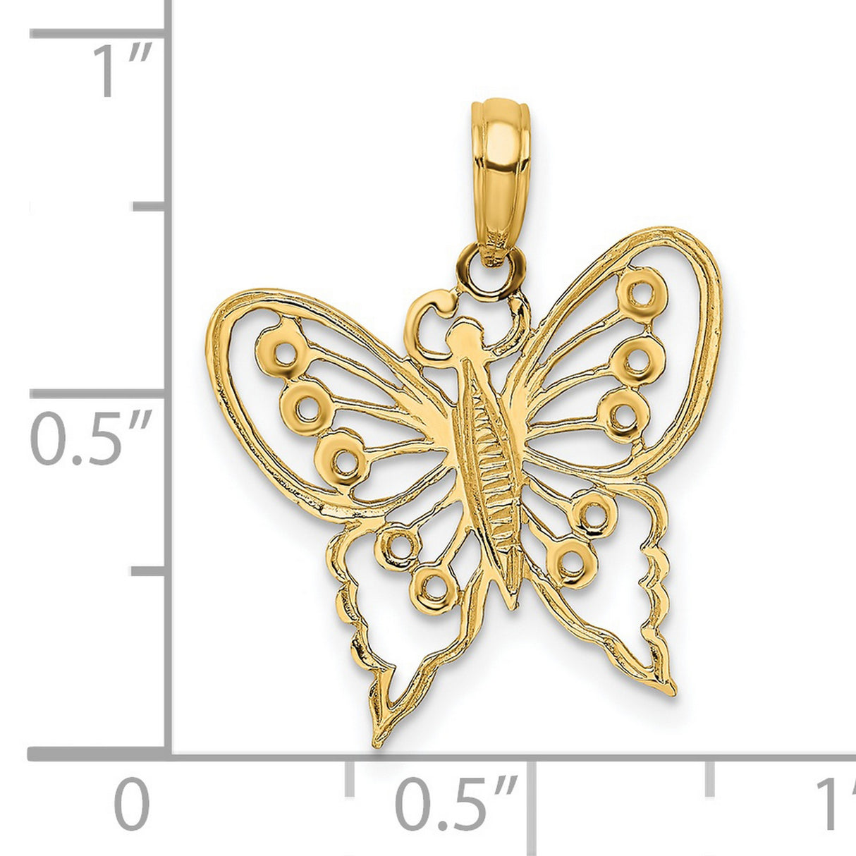 14k Yellow Gold Butterfly Pendant, Delicate Openwork Nature-Inspired Design for Women