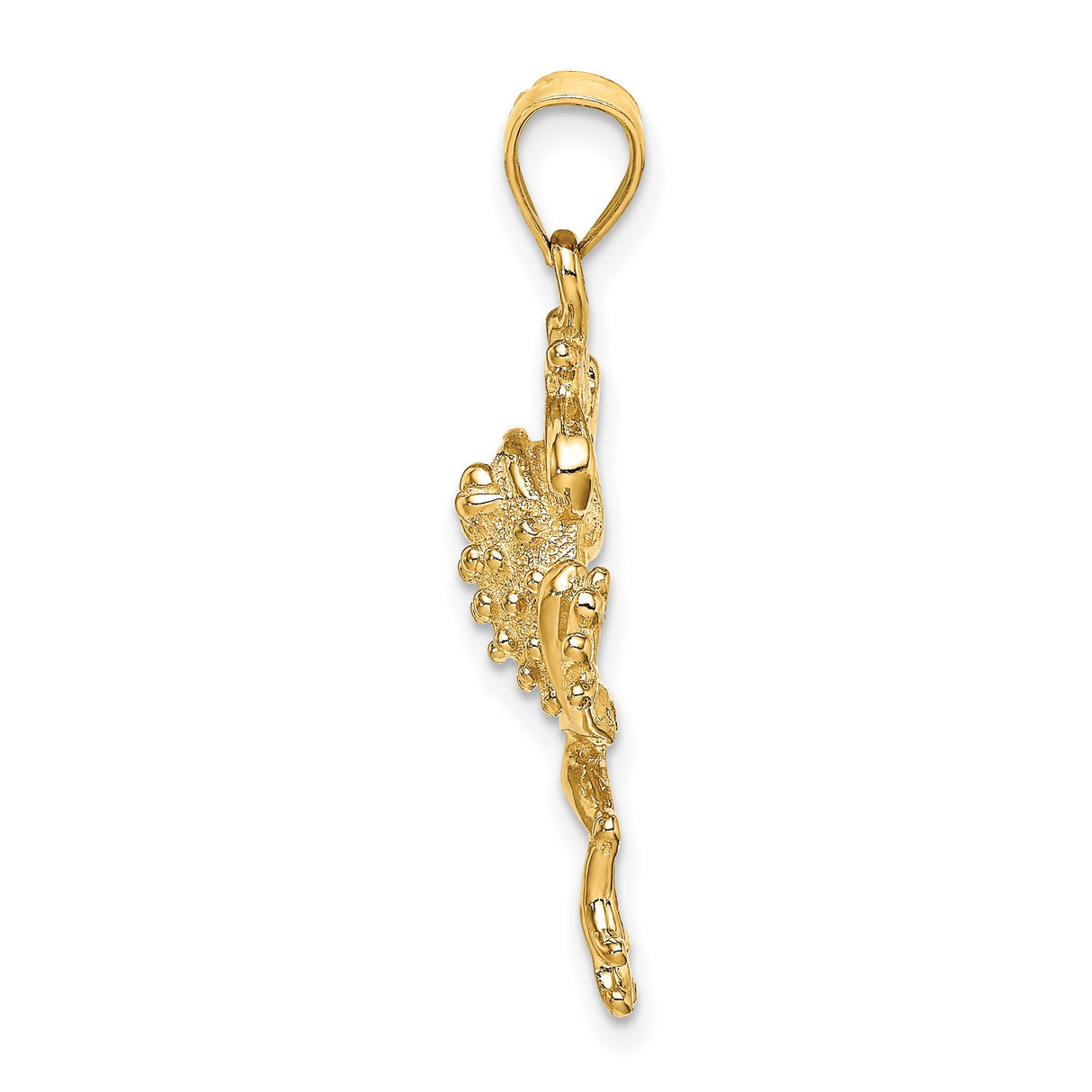 14k Yellow Gold Frog Pendant with Textured Design, Nature-Inspired Animal Amulet Jewelry