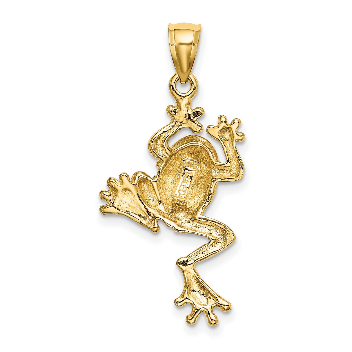14k Yellow Gold Frog Pendant with Textured Design, Nature-Inspired Animal Amulet Jewelry