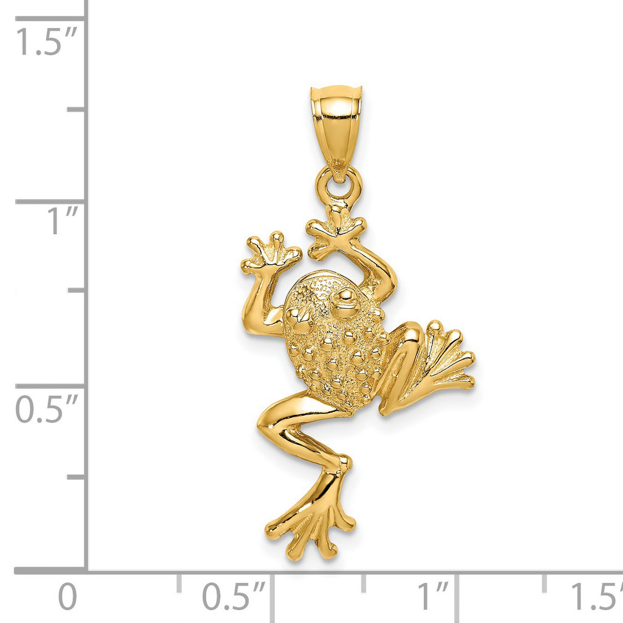 14k Yellow Gold Frog Pendant with Textured Design, Nature-Inspired Animal Amulet Jewelry