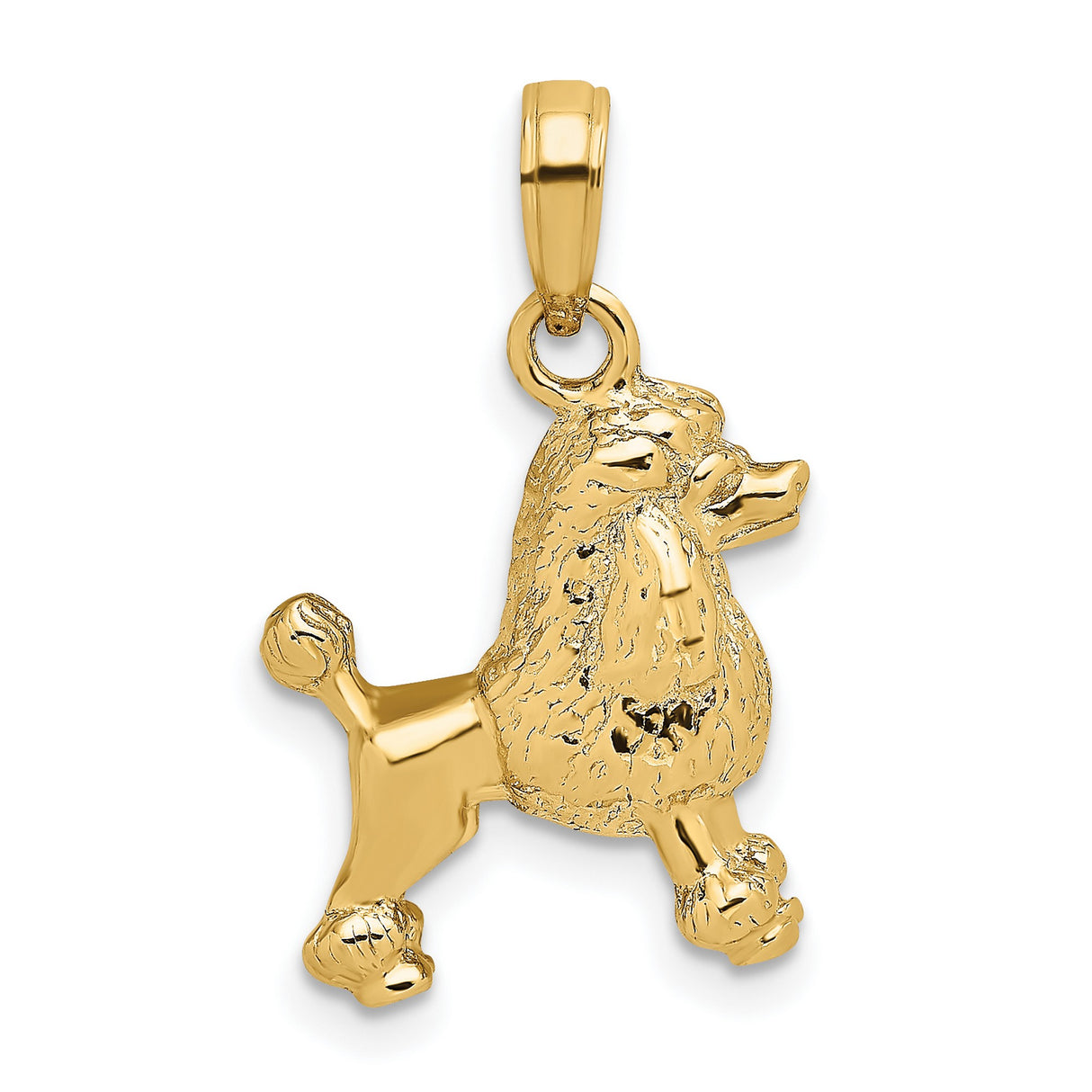 14k Yellow Gold Poodle Dog Pendant, Solid Groomed Poodle Charm, Animal Jewelry for Dog Lovers