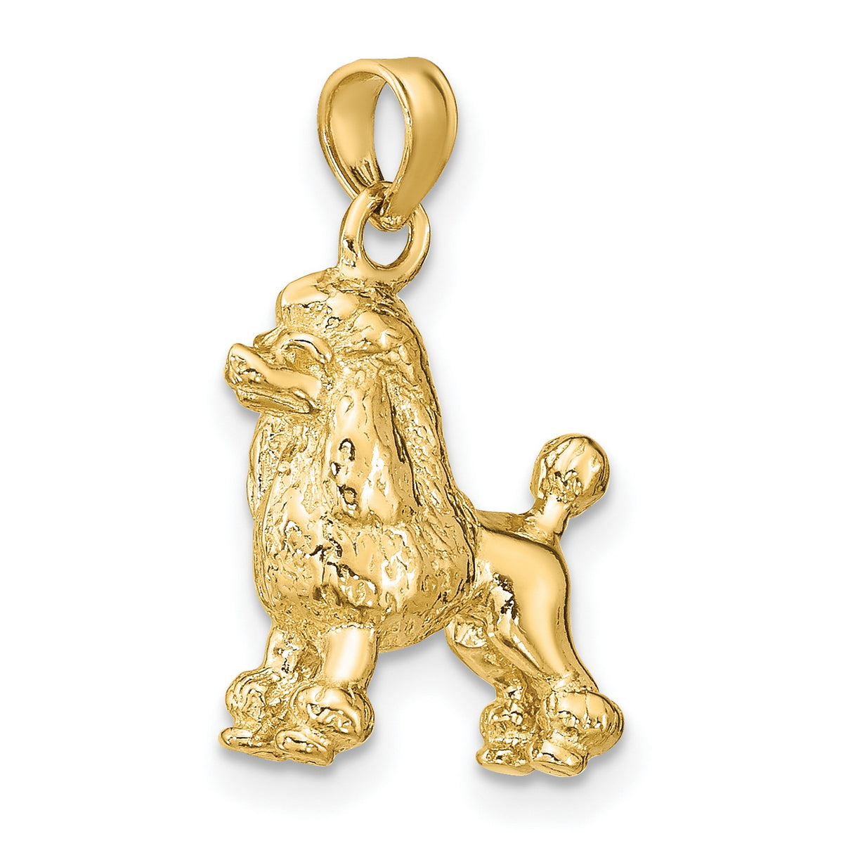 14k Yellow Gold Poodle Dog Pendant, Solid Groomed Poodle Charm, Animal Jewelry for Dog Lovers