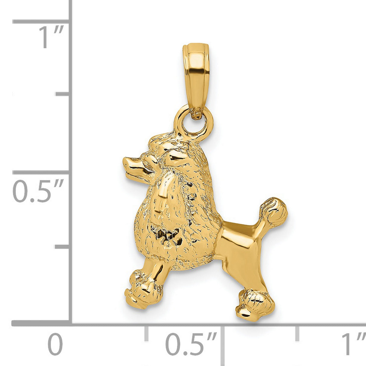 14k Yellow Gold Poodle Dog Pendant, Solid Groomed Poodle Charm, Animal Jewelry for Dog Lovers