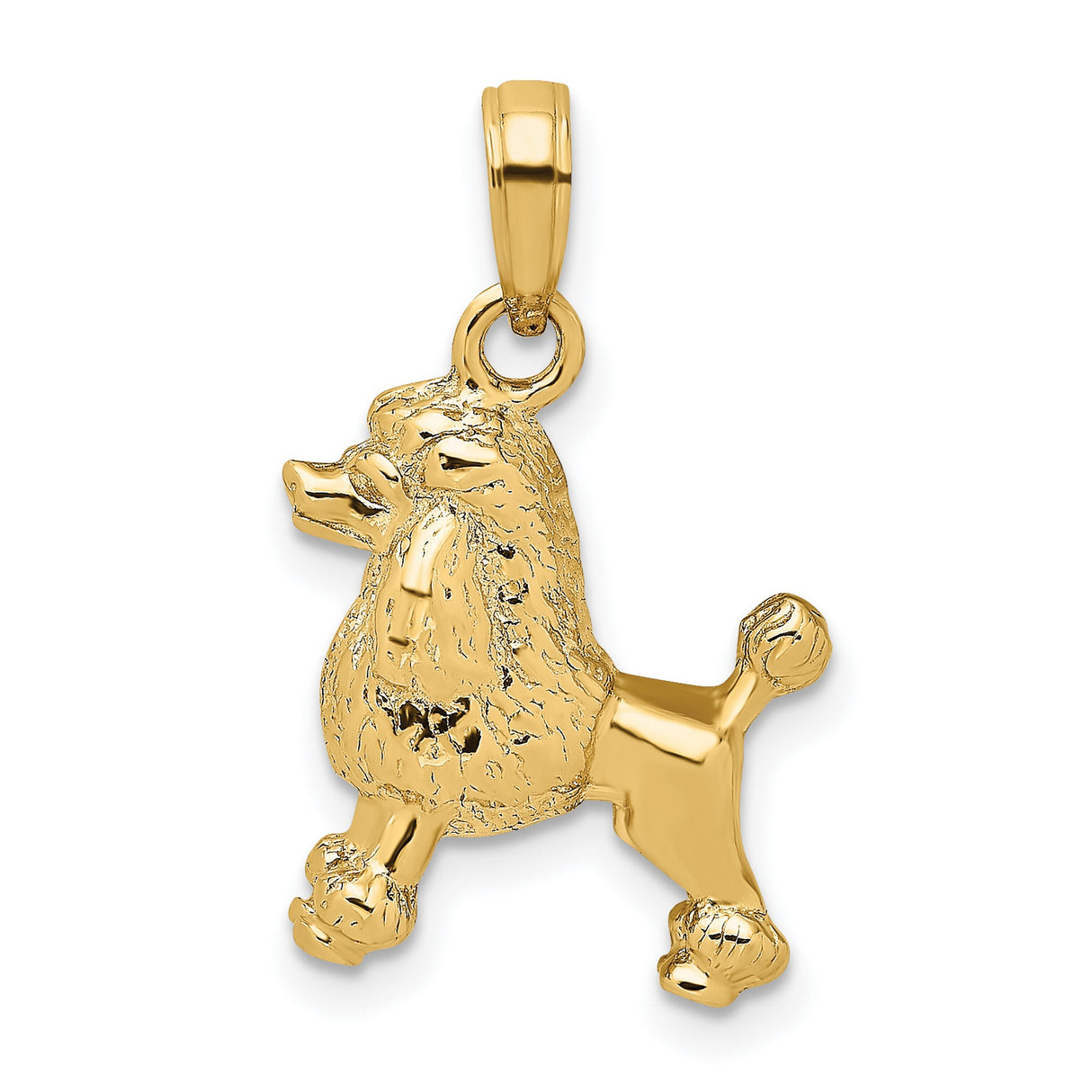 14k Yellow Gold Poodle Dog Pendant, Solid Groomed Poodle Charm, Animal Jewelry for Dog Lovers