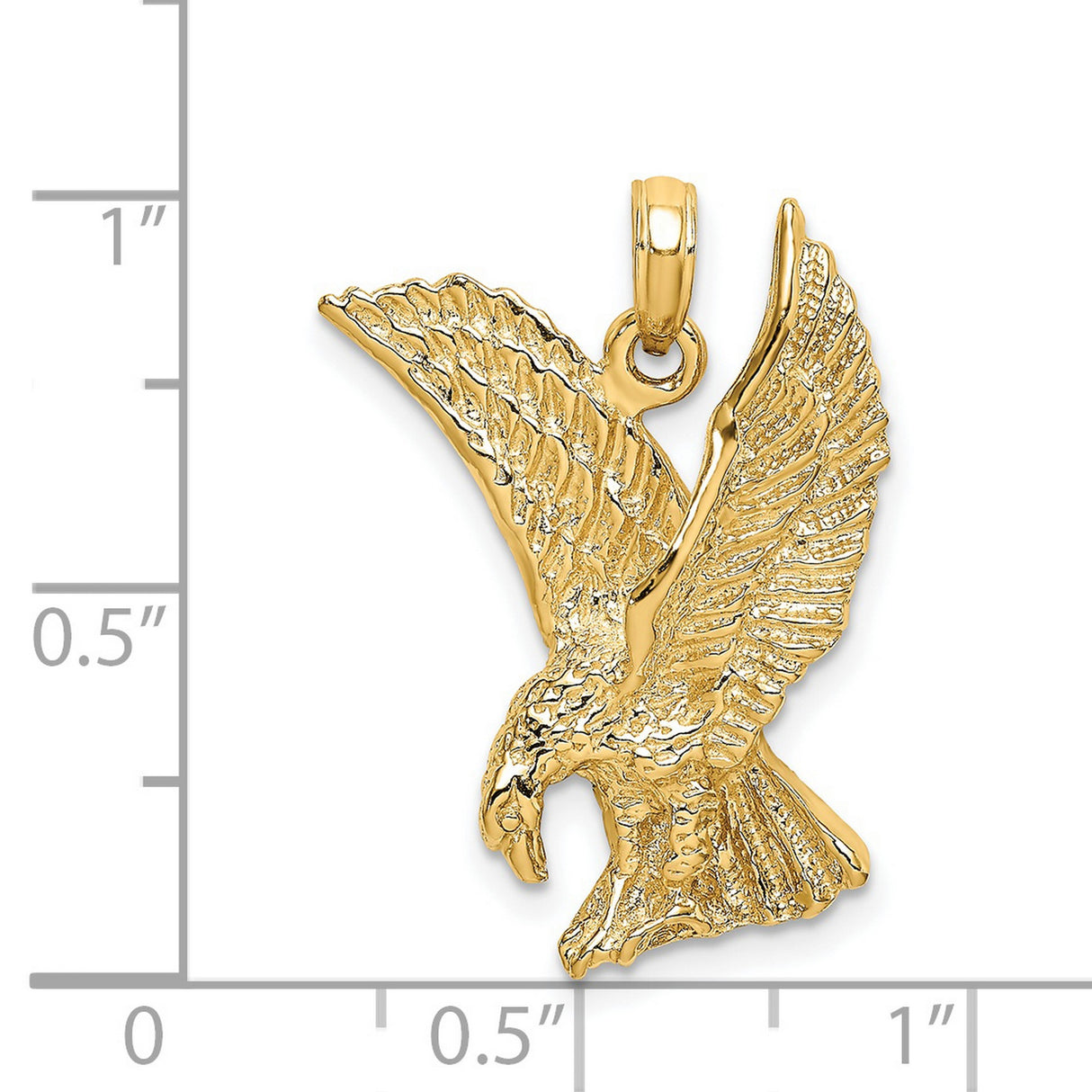 14k Yellow Gold Eagle Pendant with Detailed Wings, Symbol of Strength and Patriotism