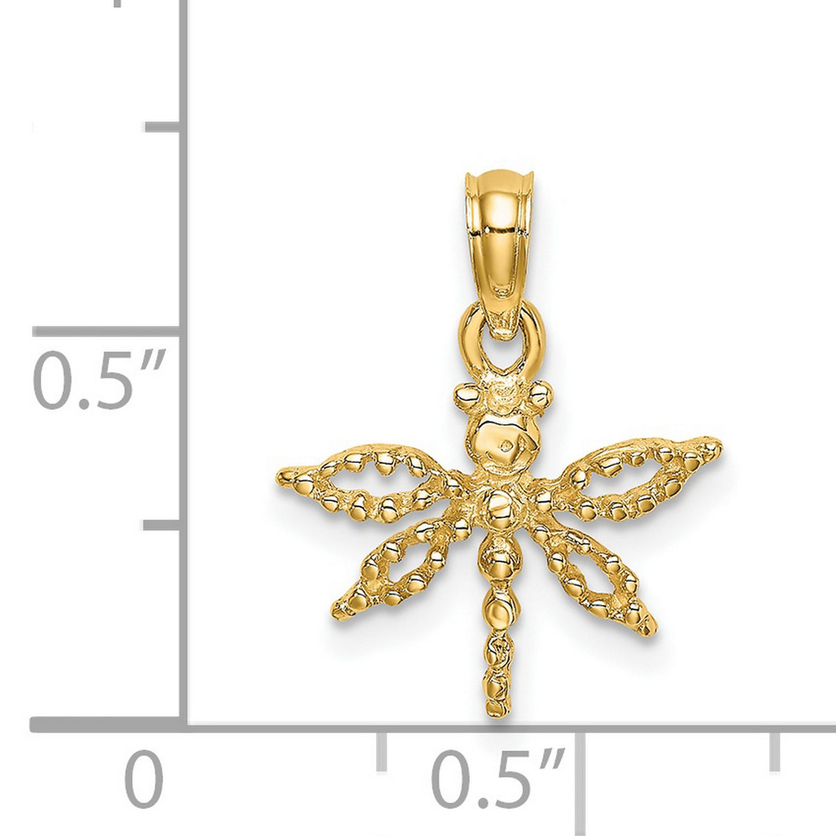 14k Yellow Gold Dragonfly Pendant with Openwork Wings and Detailed Body