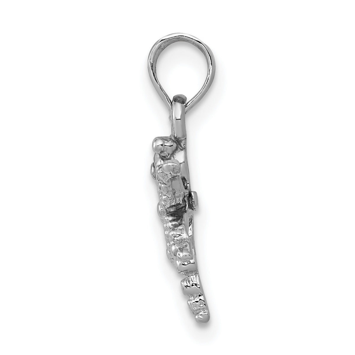 14k White Gold Dragonfly Pendant with Beaded Wing Detail, Nature-Inspired Minimalist Charm