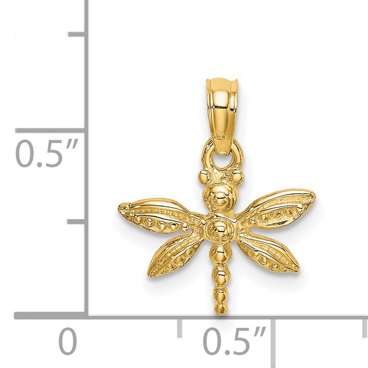 14k Yellow Gold Dragonfly Pendant with Detailed Wings Design for Women