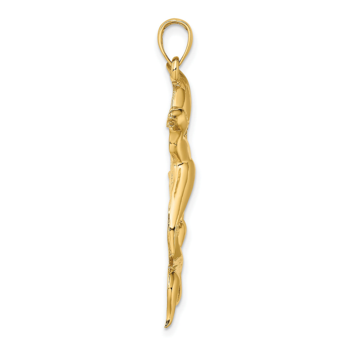 14k Yellow Gold Pendant with Heron in Flight and Cattails, Nature Inspired Bird Jewelry
