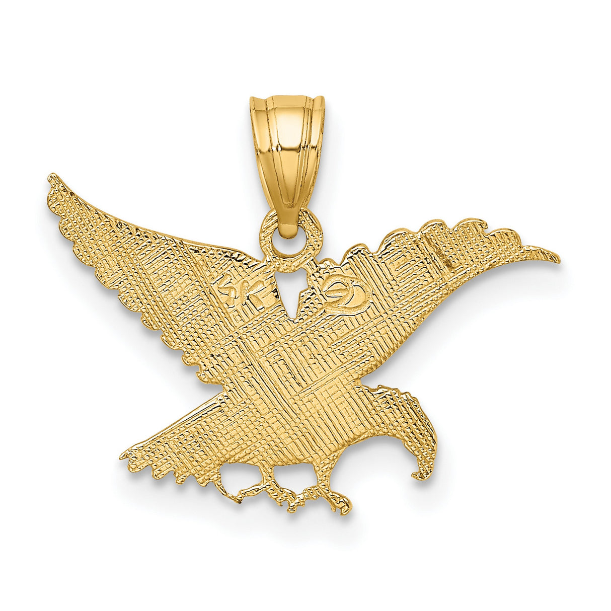 14k Yellow Gold Eagle Pendant, Open Winged Bald Eagle Design, Symbol of Freedom and Patriotism