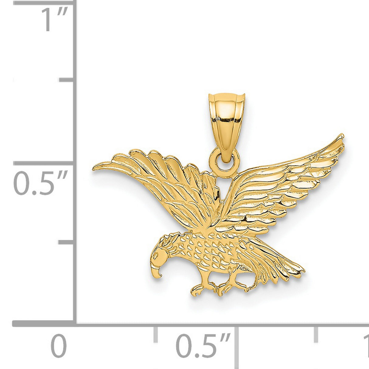 14k Yellow Gold Eagle Pendant, Open Winged Bald Eagle Design, Symbol of Freedom and Patriotism