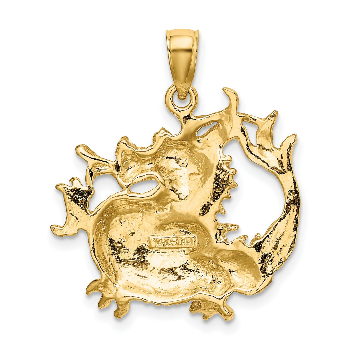 14k Yellow Gold Dragon Pendant, Chinese Mythical Creature Symbol, Unisex Jewelry