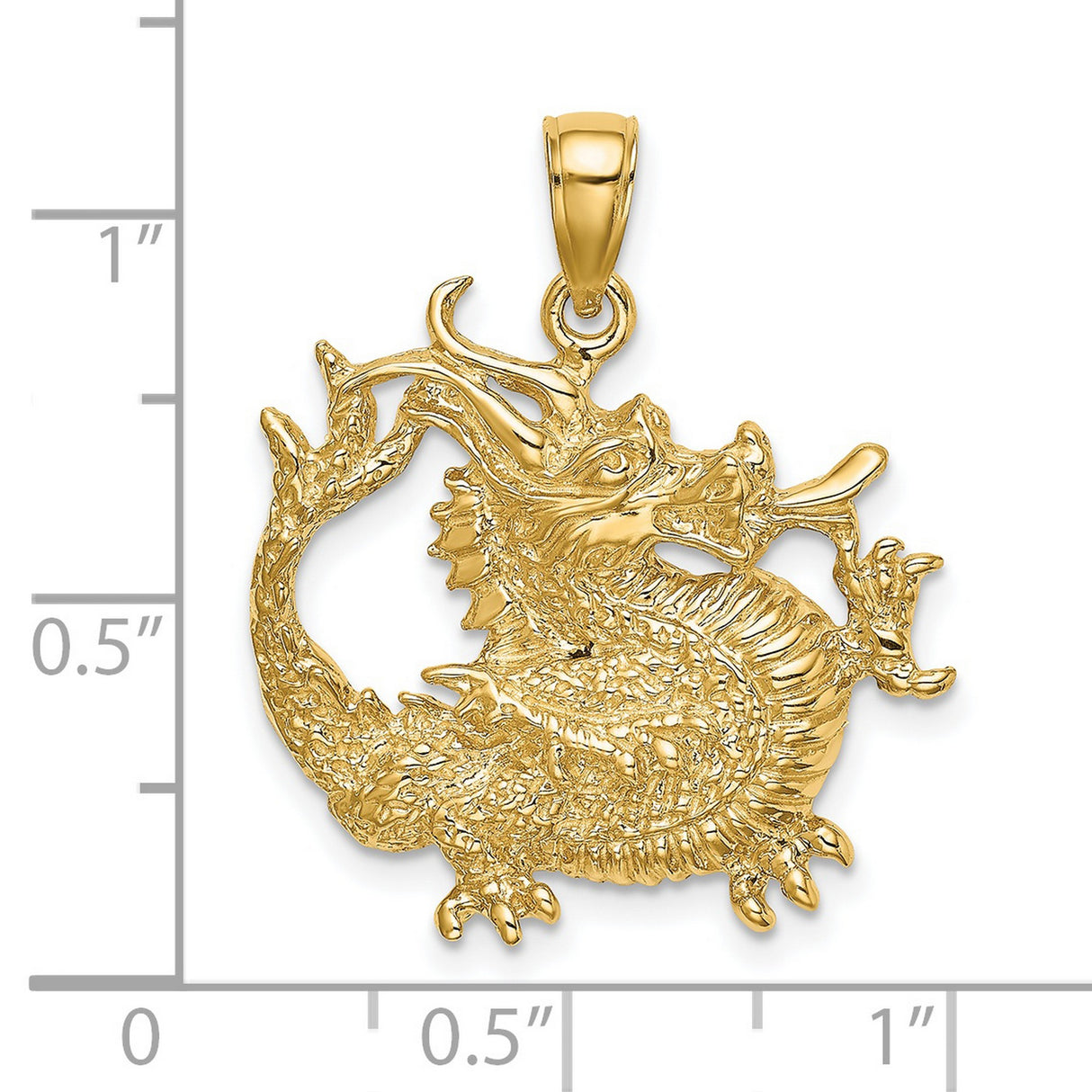 14k Yellow Gold Dragon Pendant, Chinese Mythical Creature Symbol, Unisex Jewelry