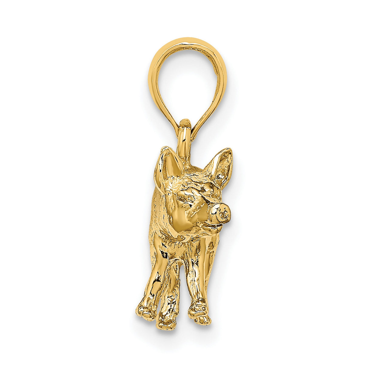 14k Yellow Gold Pig Pendant, Detailed Hog Charm, Farm Animal Jewelry, Prosperity Symbol
