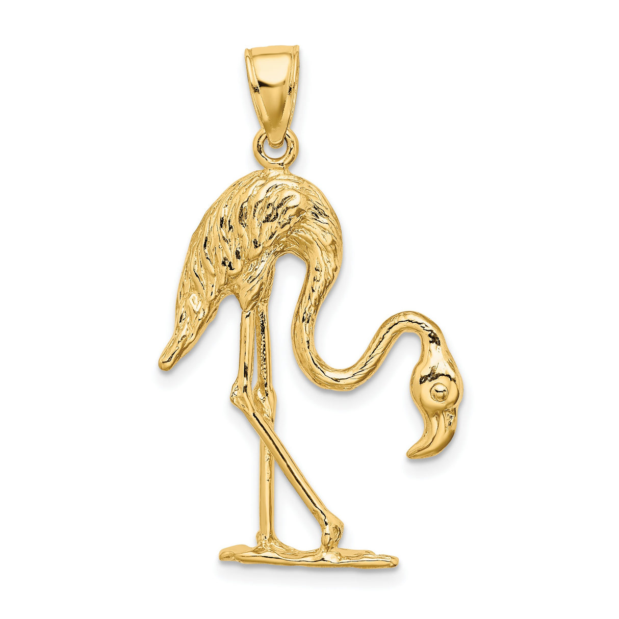 14k Yellow Gold Flamingo Pendant with Graceful Bird Design for Women