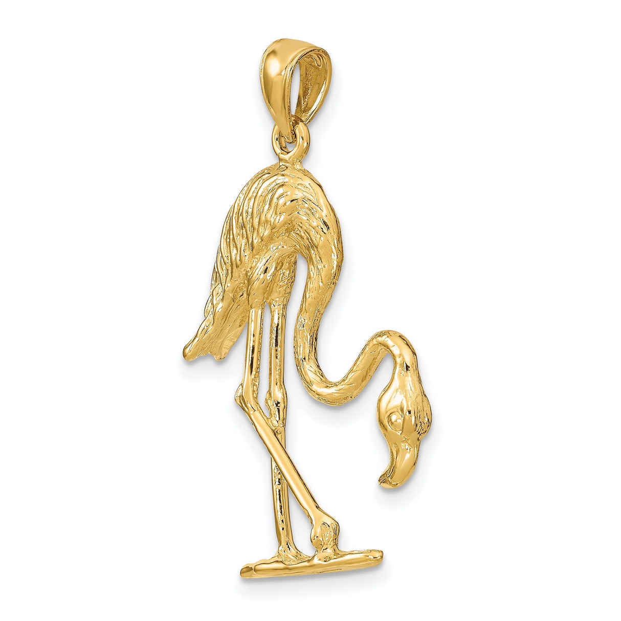 14k Yellow Gold Flamingo Pendant with Graceful Bird Design for Women