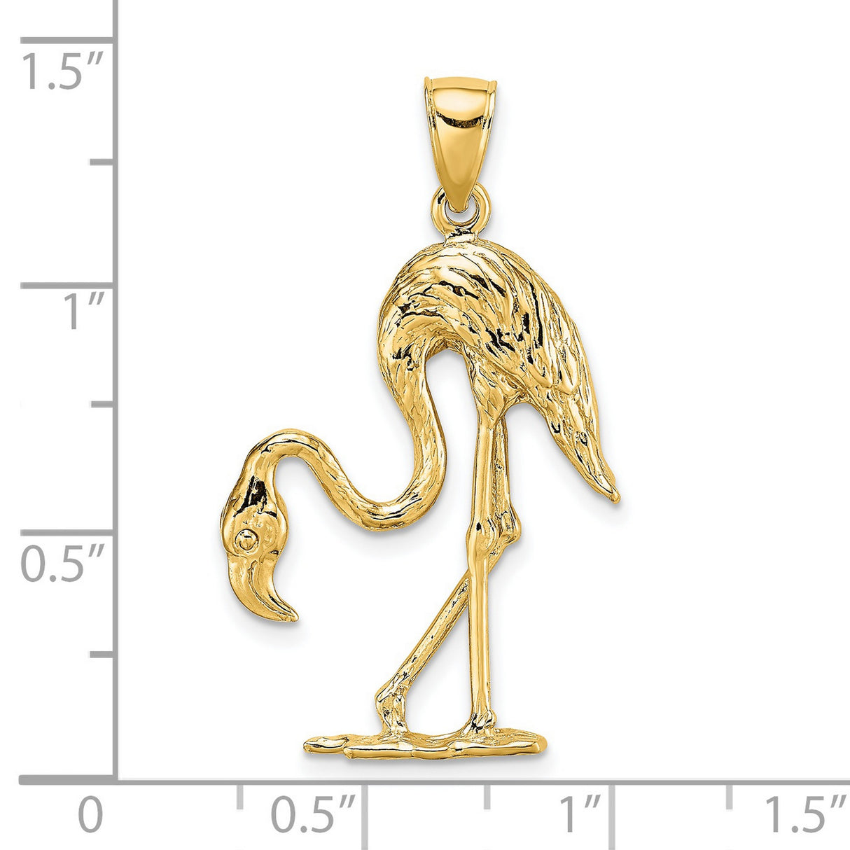 14k Yellow Gold Flamingo Pendant with Graceful Bird Design for Women