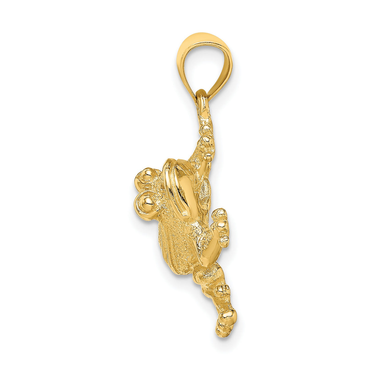 14k Yellow Gold Frog Pendant with Tree Frog Design, Textured and Polished Finish, Unisex Charm