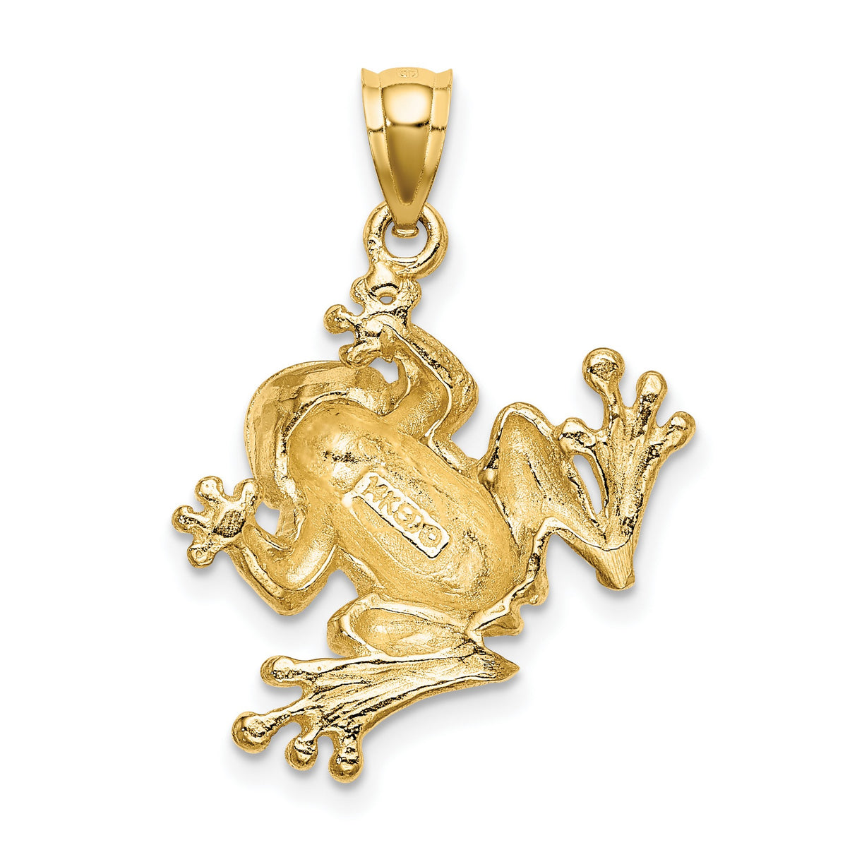 14k Yellow Gold Frog Pendant with Tree Frog Design, Textured and Polished Finish, Unisex Charm