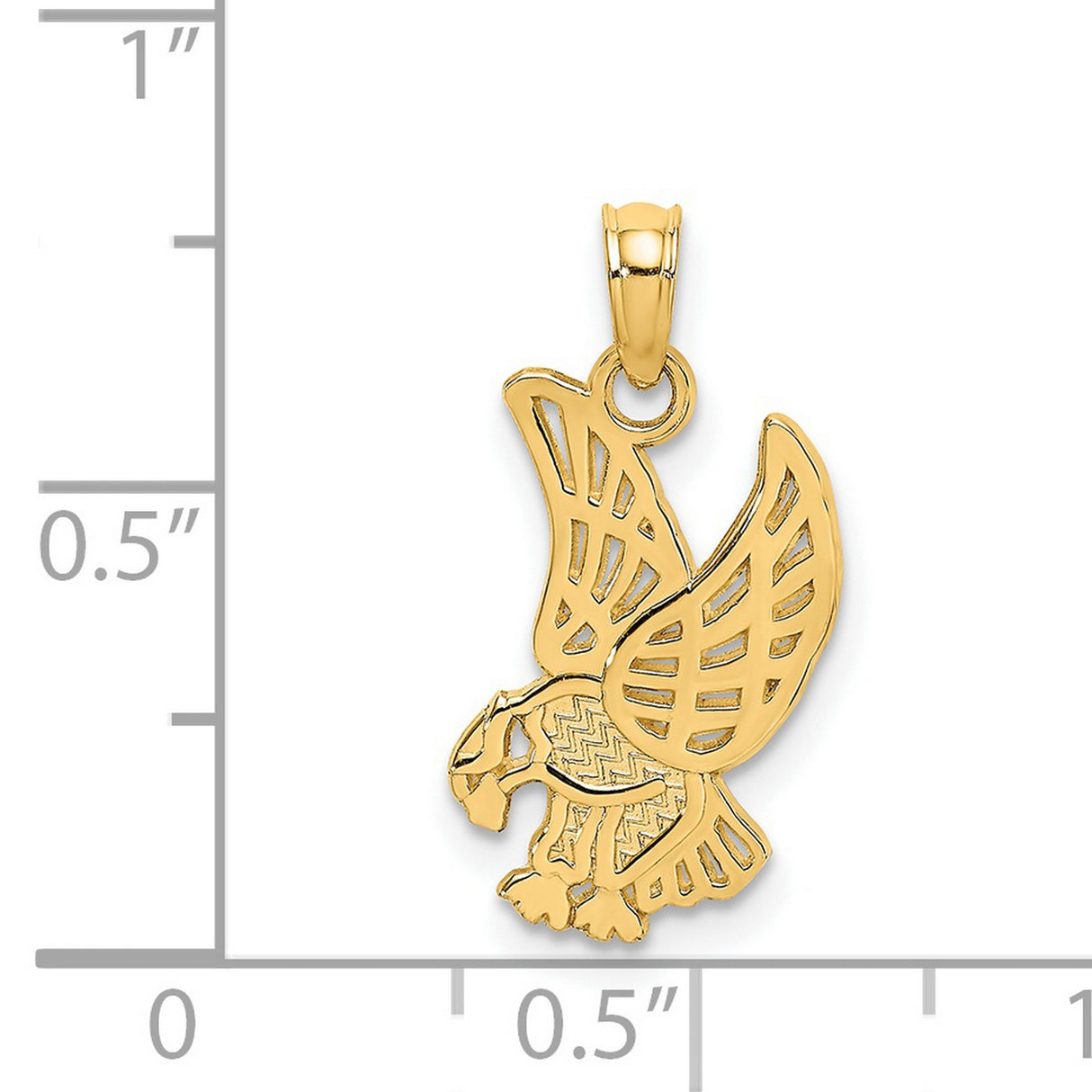 14k Yellow Gold Eagle Pendant, Cutout Bird in Flight Design, Symbol of Strength and Freedom