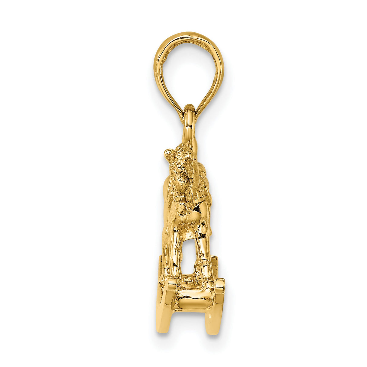 14k Yellow Gold Rocking Horse Pendant, Detailed Sentimental Keepsake Charm for Women