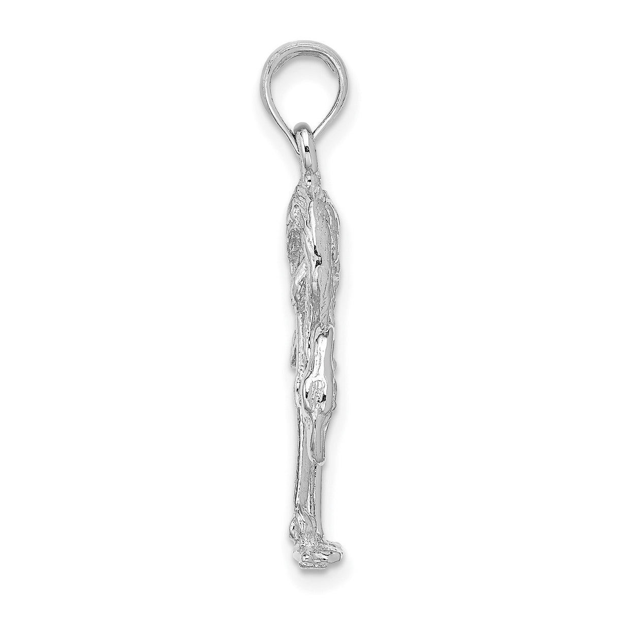 14k White Gold Flamingo Pendant with Detailed Bird Design and Tropical Motif