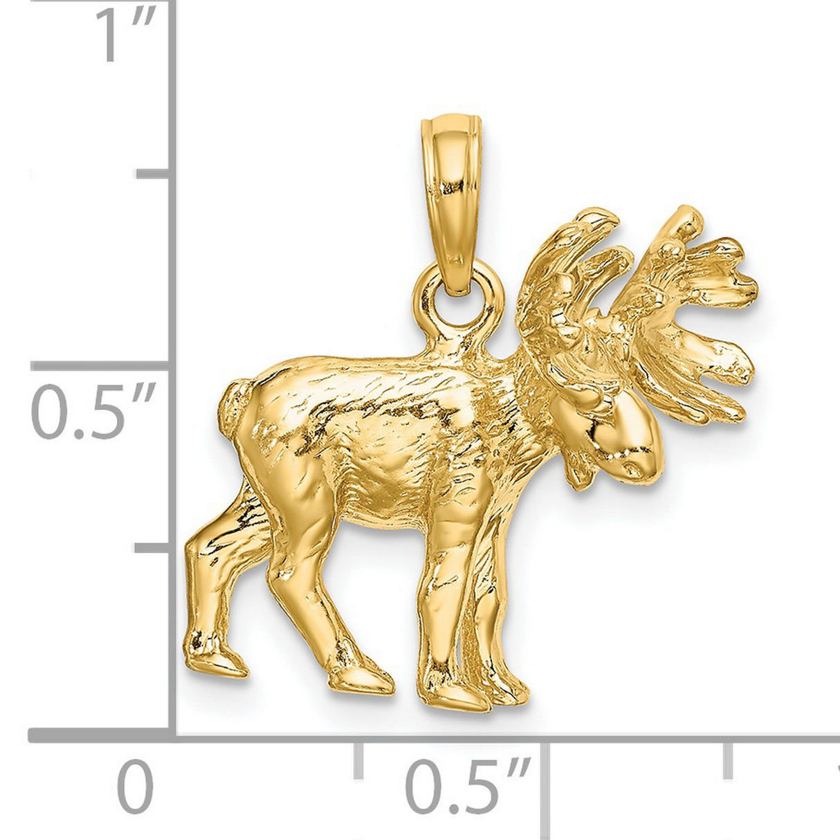 14k Yellow Gold Moose Pendant, Detailed Wildlife Charm with Textured Design for Men or Unisex Wear