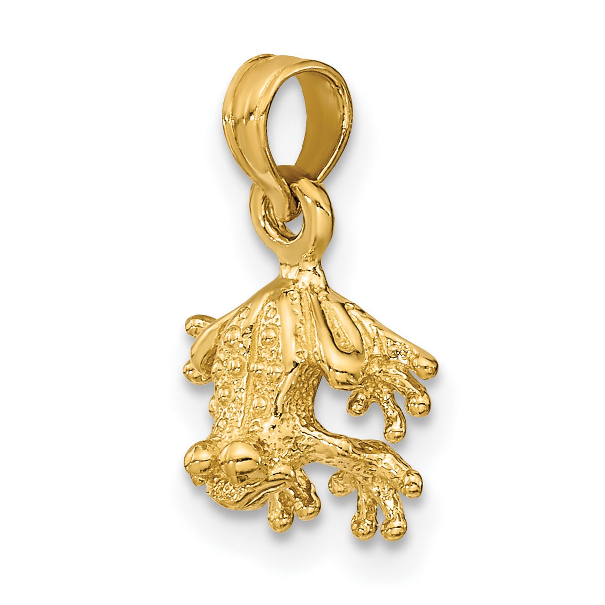 14k Yellow Gold Tree Frog Pendant, Nature Charm with Animal Symbolism for Women or Unisex Wear