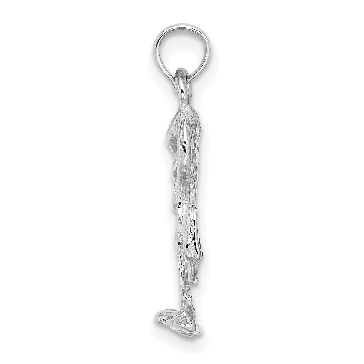 14k White Gold Flamingo Pendant, Detailed Wading Bird Charm, Tropical Animal Jewelry