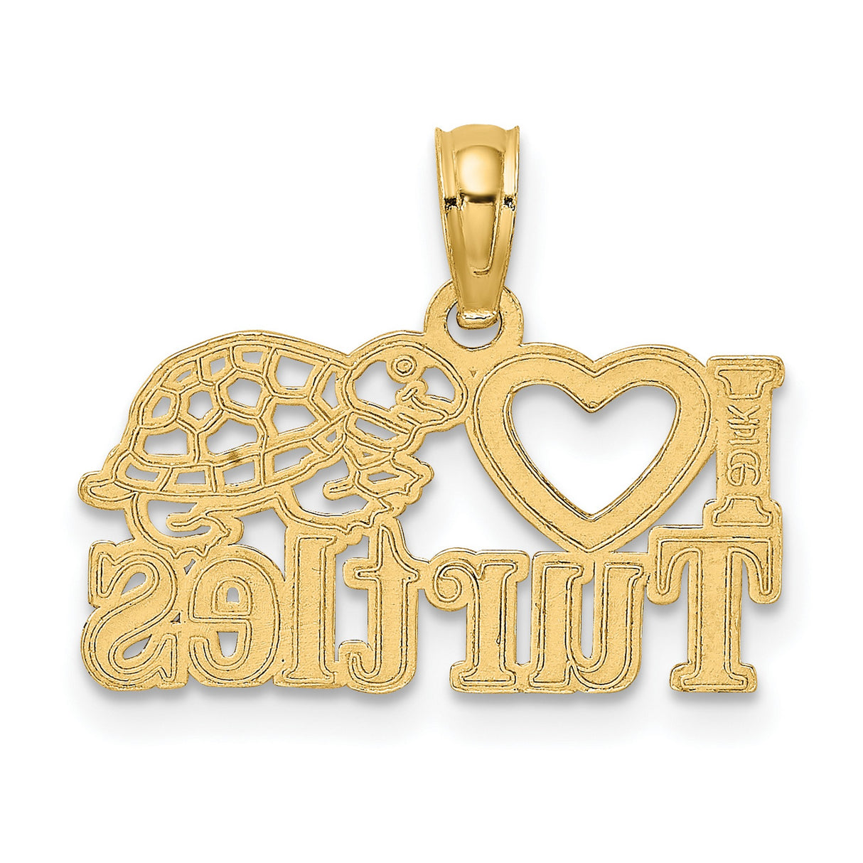 14k Yellow Gold Turtle Heart Pendant, Unisex Animal-Themed Charm with Nature Symbolism
