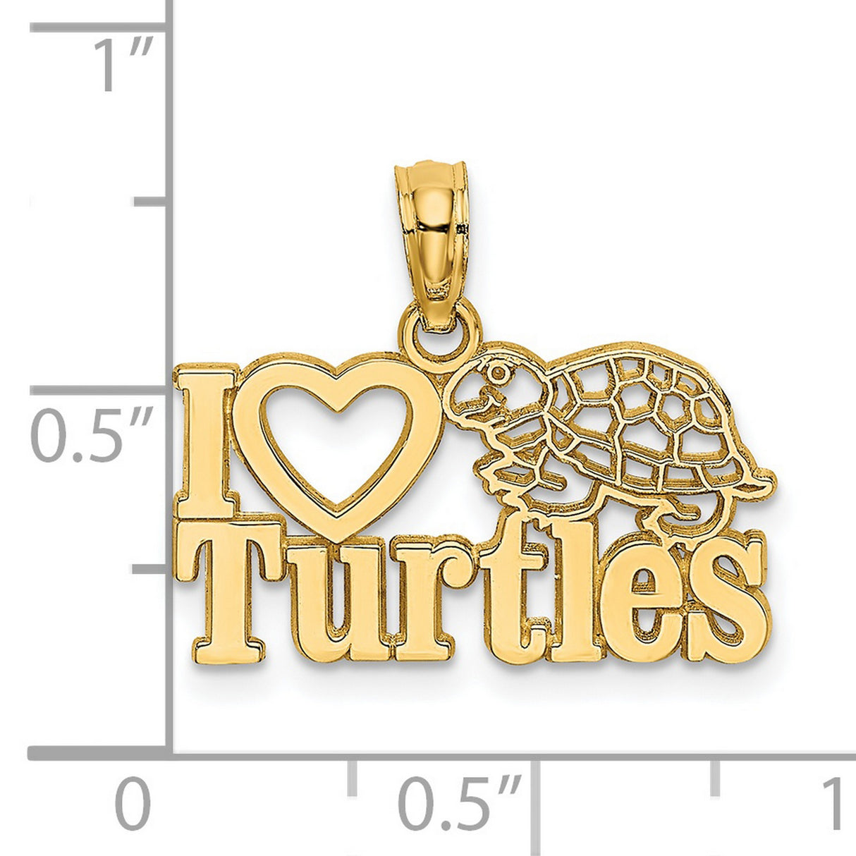 14k Yellow Gold Turtle Heart Pendant, Unisex Animal-Themed Charm with Nature Symbolism