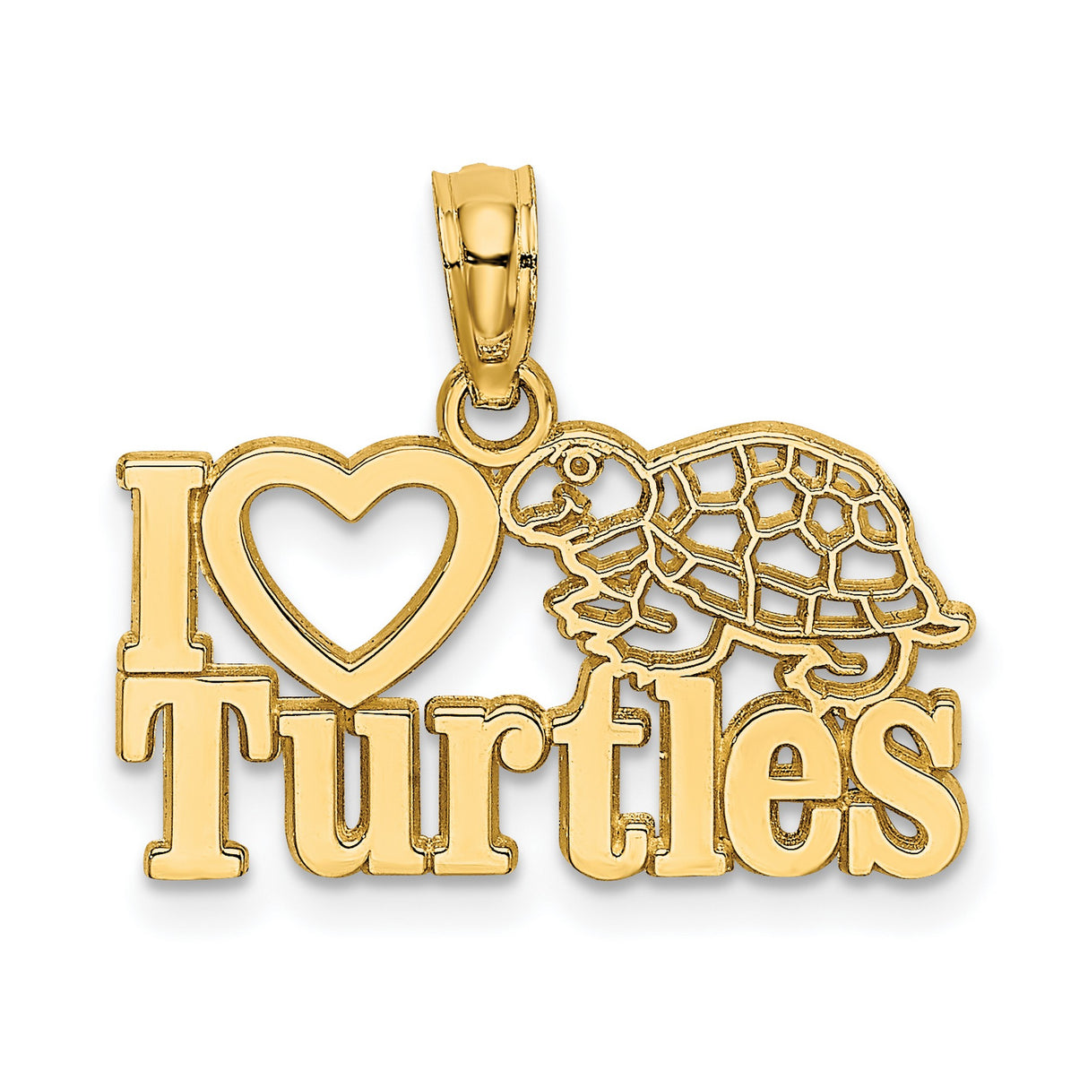 14k Yellow Gold Turtle Heart Pendant, Unisex Animal-Themed Charm with Nature Symbolism