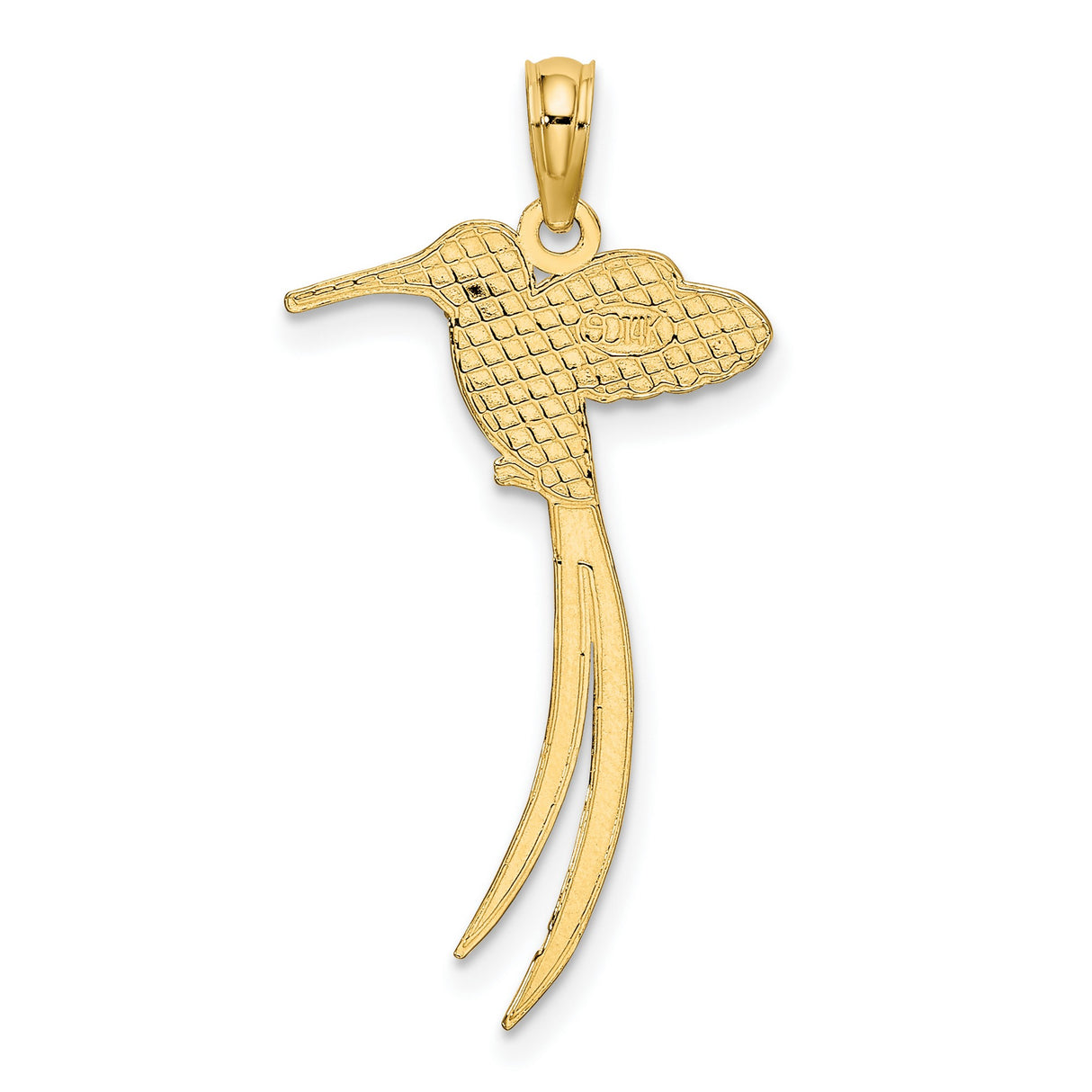14k Yellow Gold Hummingbird Pendant, High Polish Bird Charm, Nature-Inspired Jewelry for Women