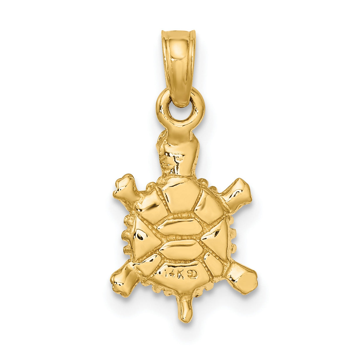 14k Yellow Gold Turtle Pendant Charm with Detailed Sea Turtle Design, Nature Inspired Jewelry