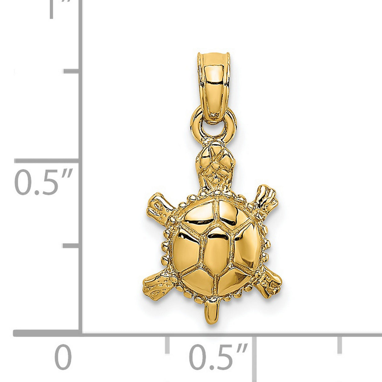 14k Yellow Gold Turtle Pendant Charm with Detailed Sea Turtle Design, Nature Inspired Jewelry